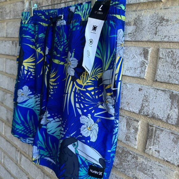 Hurley Cannonball Volley Floral Swim Trunks Drawstrings Shorts Men's Size L - Picture 5 of 7